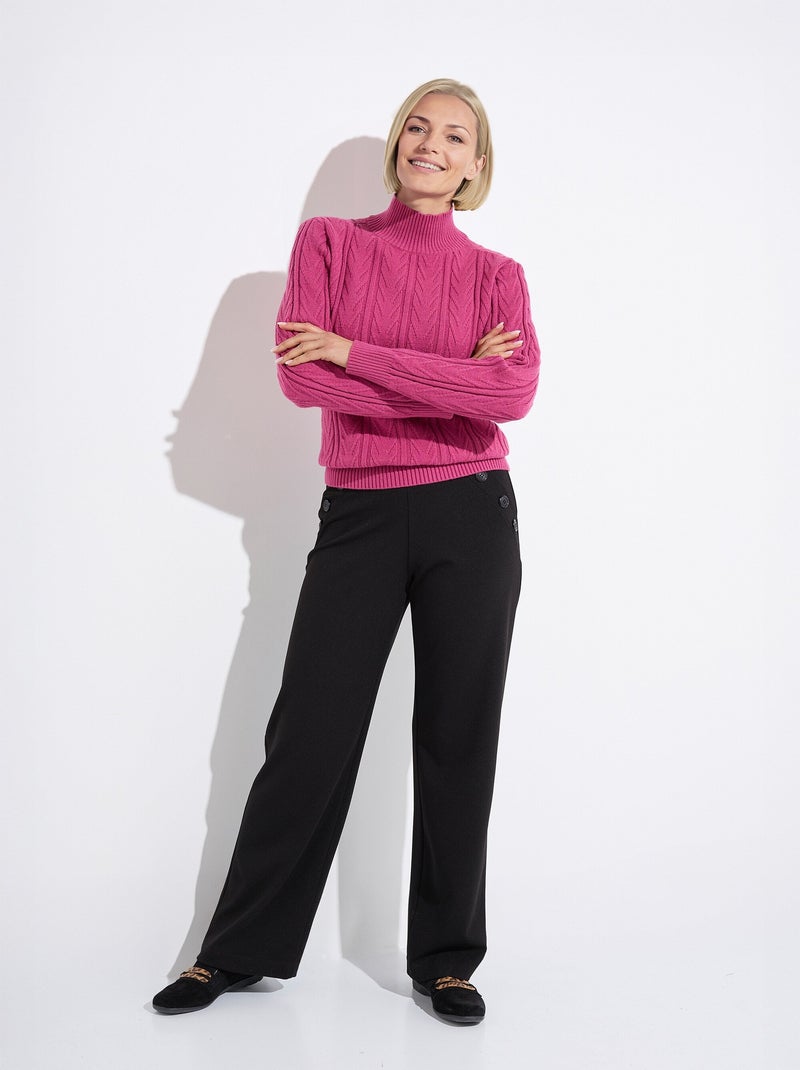 Pull chaud col montant côtelé et torsadé - Afibel Violet - Kiabi