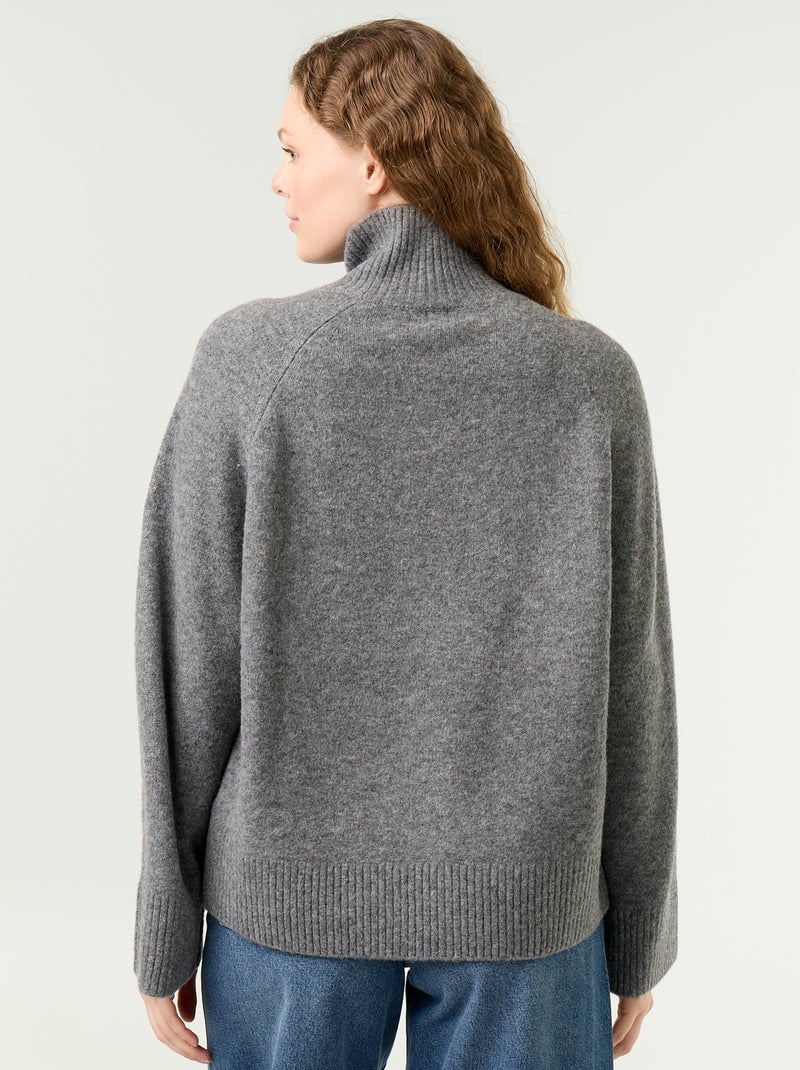 Pull chaud col montant Gris - Kiabi