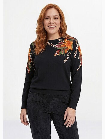 Pull chaud col rond imprimé floral - Afibel