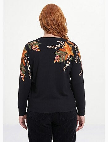 Pull chaud col rond imprimé floral - Afibel