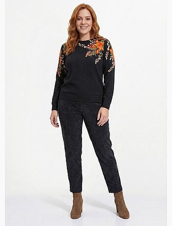 Pull chaud col rond imprimé floral - Afibel