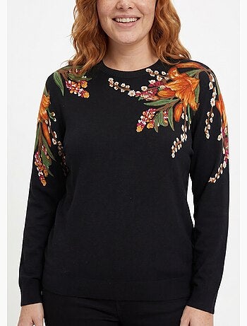 Pull chaud col rond imprimé floral - Afibel