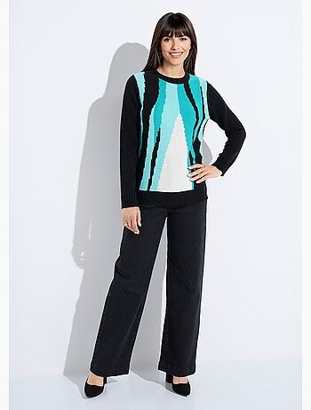 Pull chaud col rond jacquard graphique - Afibel
