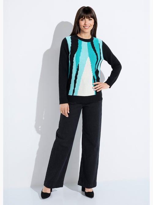 Pull chaud col rond jacquard graphique - Afibel - Kiabi
