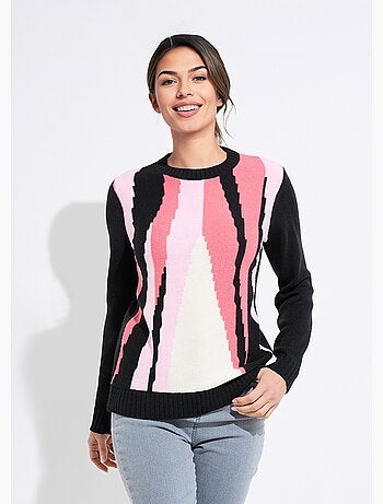 Pull chaud col rond jacquard graphique - Afibel