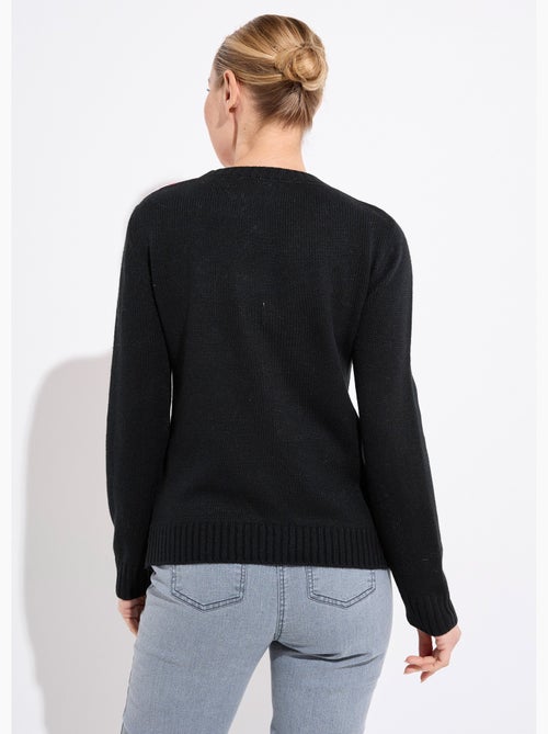 Pull chaud col rond jacquard graphique - Afibel - Kiabi