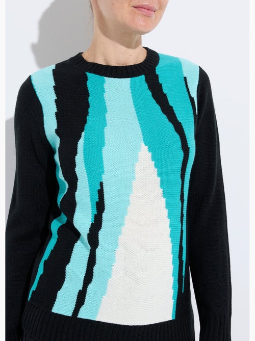 Pull chaud col rond jacquard graphique - Kiabi