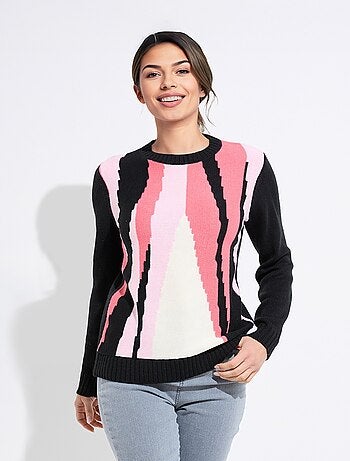 Pull chaud col rond jacquard graphique