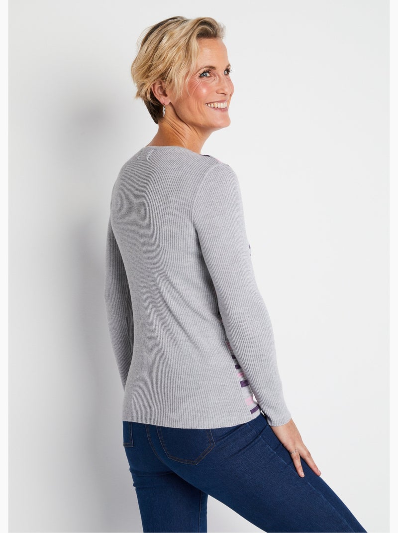 Pull chaud col rond laine mérinos - Afibel Argent - Kiabi