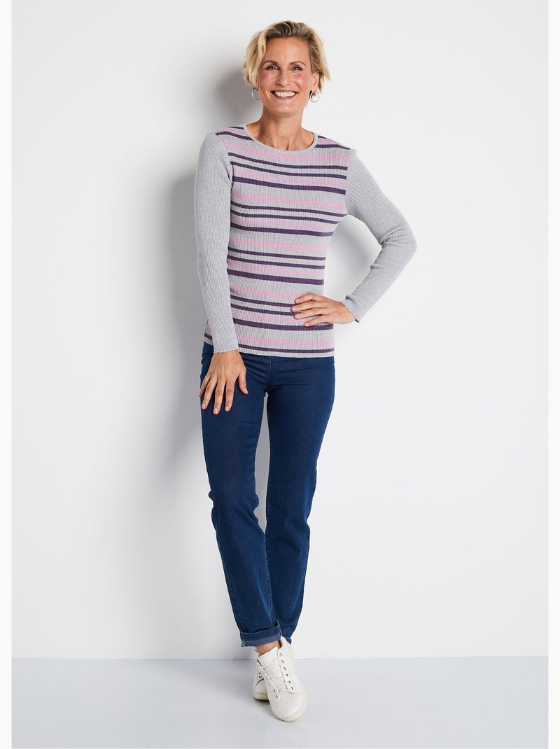 Pull chaud col rond laine mérinos - Afibel Argent - Kiabi