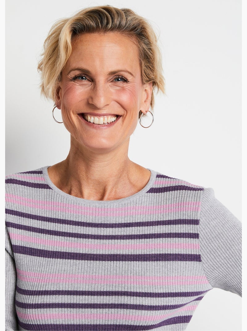 Pull chaud col rond laine mérinos - Afibel Argent - Kiabi