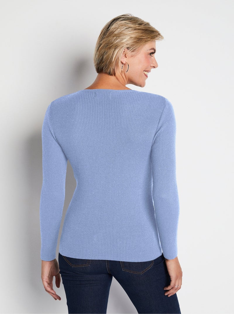 Pull chaud col rond laine mérinos - Afibel Bleu - Kiabi