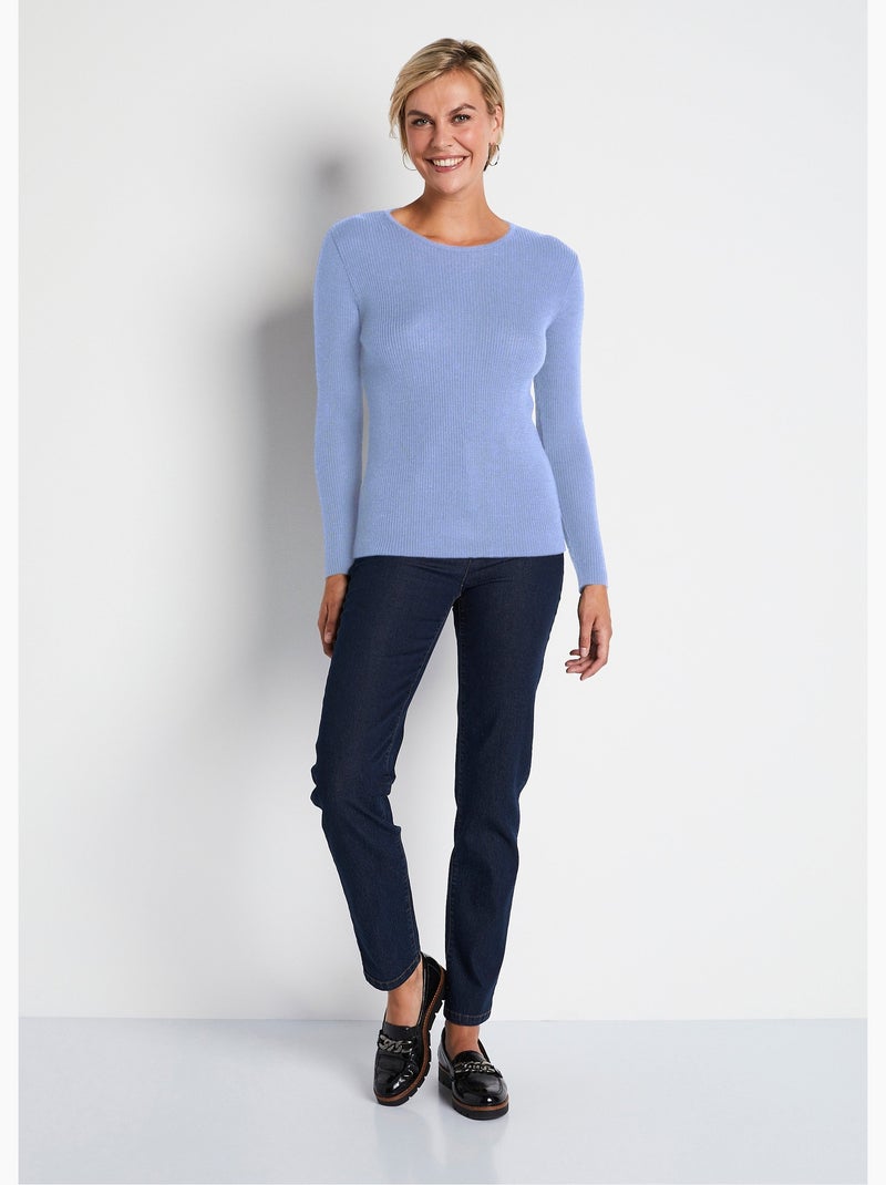Pull chaud col rond laine mérinos - Afibel Bleu - Kiabi
