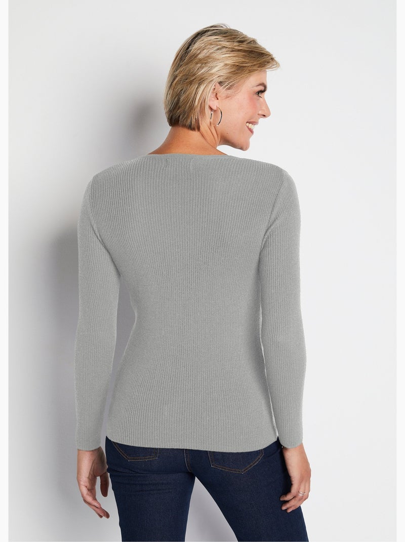 Pull chaud col rond laine mérinos - Afibel Gris - Kiabi
