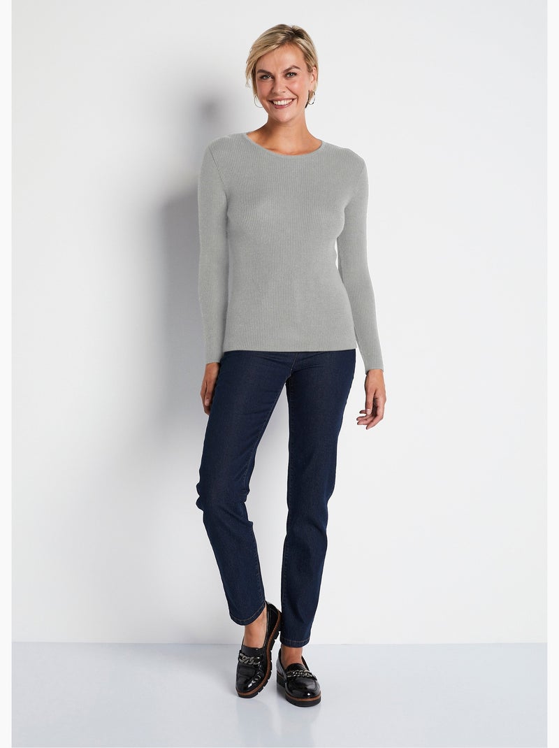 Pull chaud col rond laine mérinos - Afibel Gris - Kiabi