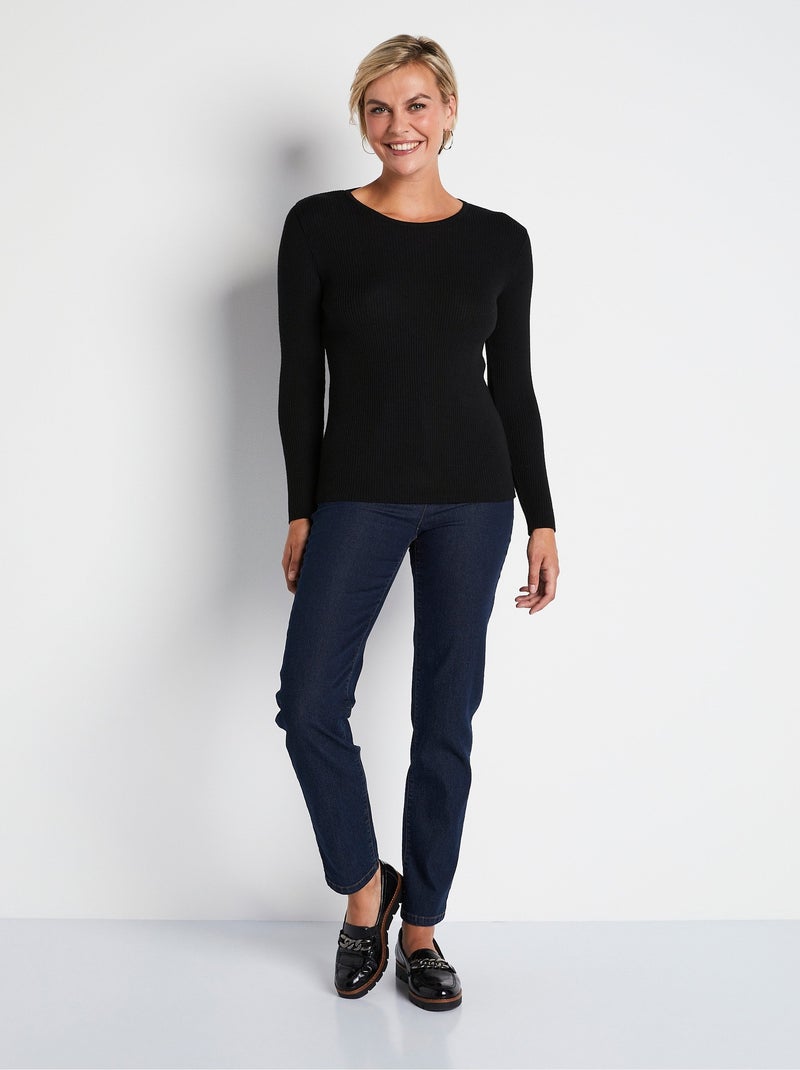 Pull chaud col rond laine mérinos - Afibel Noir - Kiabi