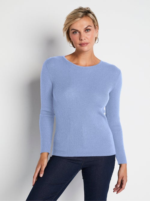 Pull chaud col rond laine mérinos - Kiabi