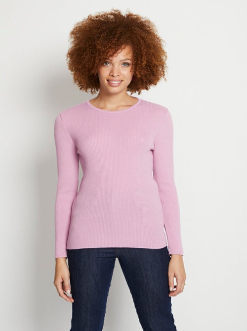 Pull chaud col rond laine mérinos - Kiabi