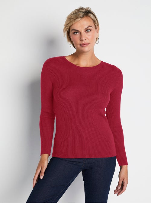 Pull chaud col rond laine mérinos - Kiabi