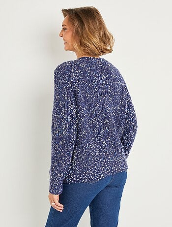 Pull chaud col rond maille fantaisie perlée - Afibel