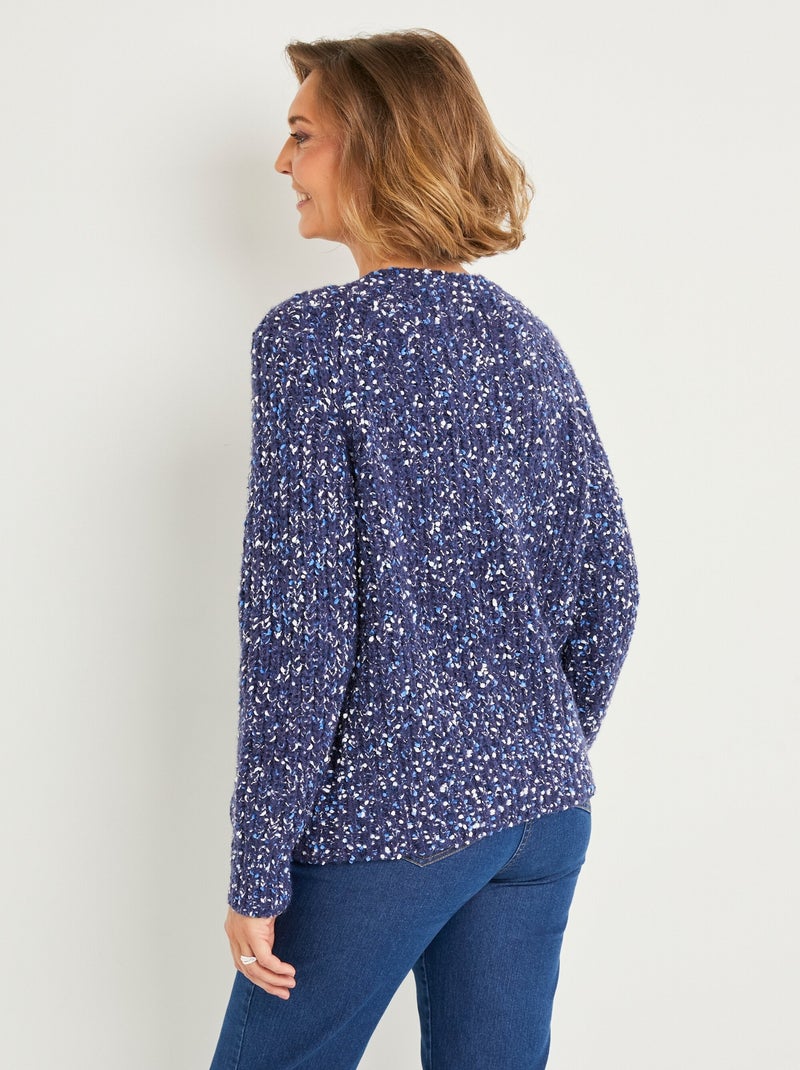 Pull chaud col rond maille fantaisie perlée - Afibel Bleu - Kiabi
