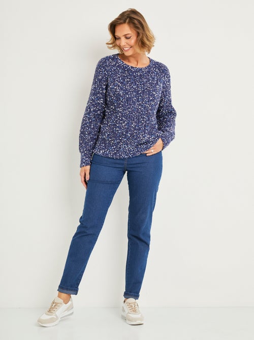 Pull chaud col rond maille fantaisie perlée - Afibel - Kiabi