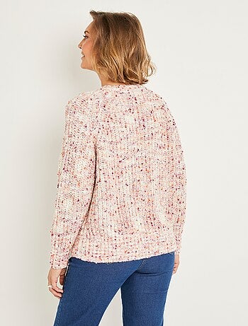 Pull chaud col rond maille fantaisie perlée