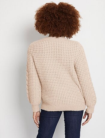 Pull chaud col rond maille moelleuse fantaisie - Afibel