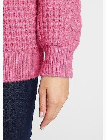 Pull chaud col rond maille moelleuse fantaisie - Afibel