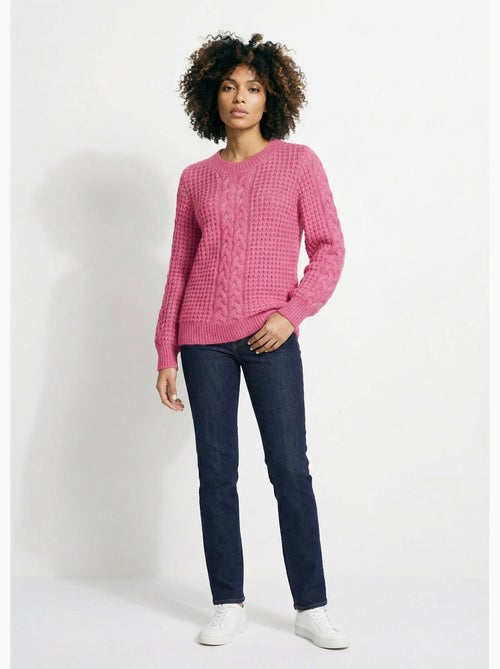 Pull chaud col rond maille moelleuse fantaisie - Afibel - Kiabi