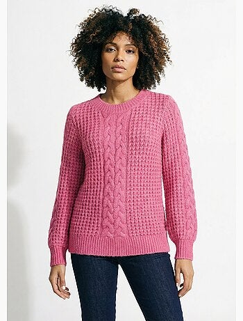 Pull chaud col rond maille moelleuse fantaisie - Afibel