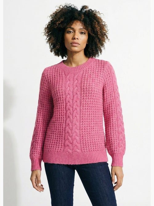 Pull chaud col rond maille moelleuse fantaisie - Afibel - Kiabi