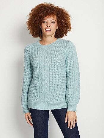 Pull chaud col rond maille moelleuse fantaisie - Afibel