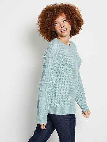 Pull chaud col rond maille moelleuse fantaisie - Afibel