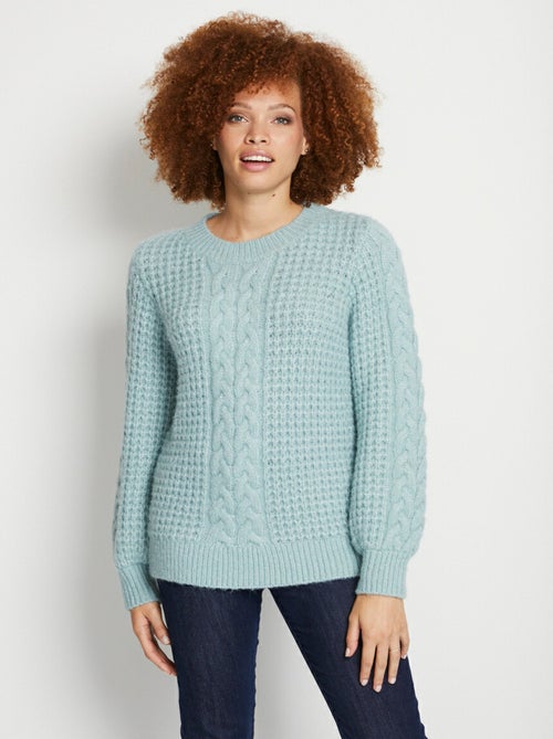 Pull chaud col rond maille moelleuse fantaisie - Afibel - Kiabi