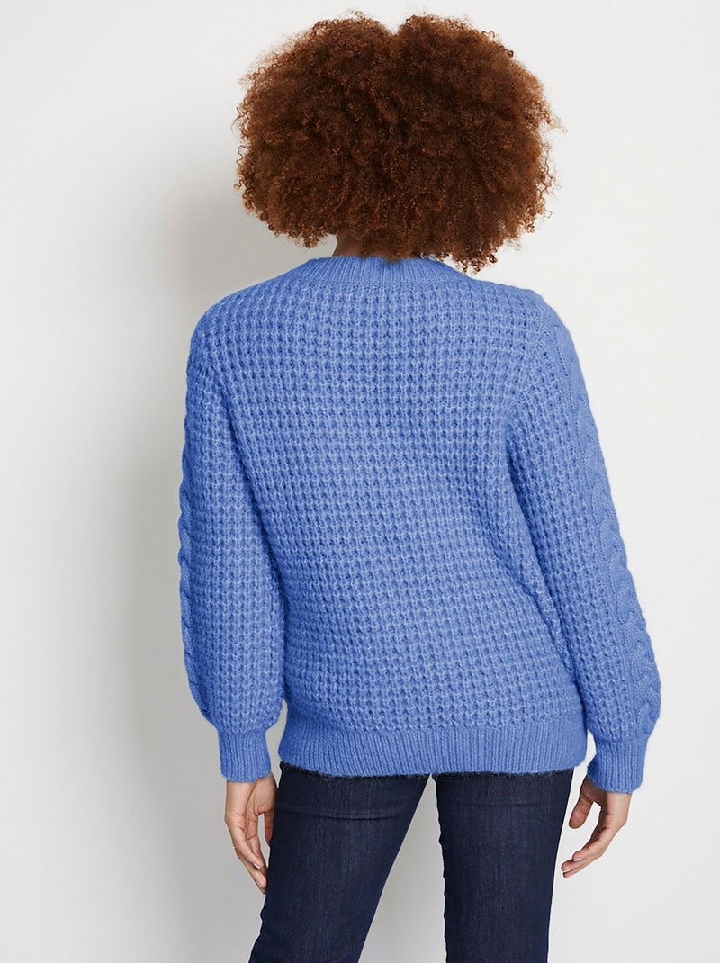 Pull chaud col rond maille moelleuse fantaisie Bleu - Kiabi