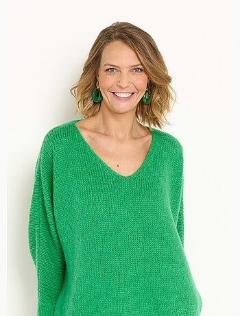 Pull chaud col v avec mohair et laine - afibel