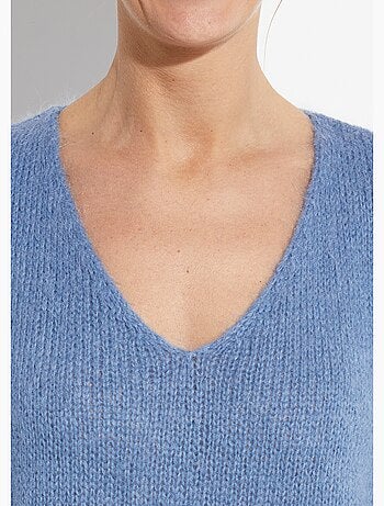 Pull chaud col V en maille avec mohair - AFIBEL