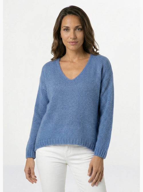 Pull chaud col V en maille avec mohair - AFIBEL - Kiabi