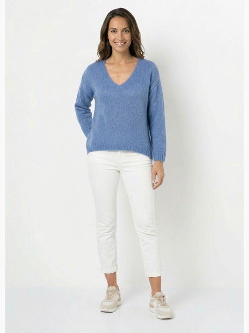 Pull chaud col V en maille avec mohair - AFIBEL - Kiabi