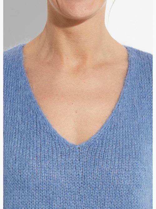 Pull chaud col V en maille avec mohair - AFIBEL - Kiabi