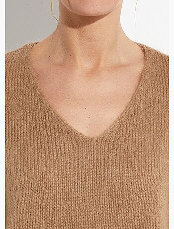 Pull chaud col V en maille avec mohair - AFIBEL