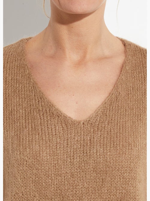 Pull chaud col V en maille avec mohair - AFIBEL - Kiabi