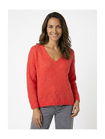 Pull chaud col V en maille avec mohair - AFIBEL
