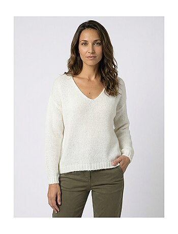 Pull chaud col V en maille avec mohair - AFIBEL