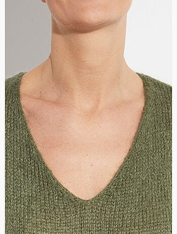 Pull chaud col V en maille avec mohair - AFIBEL