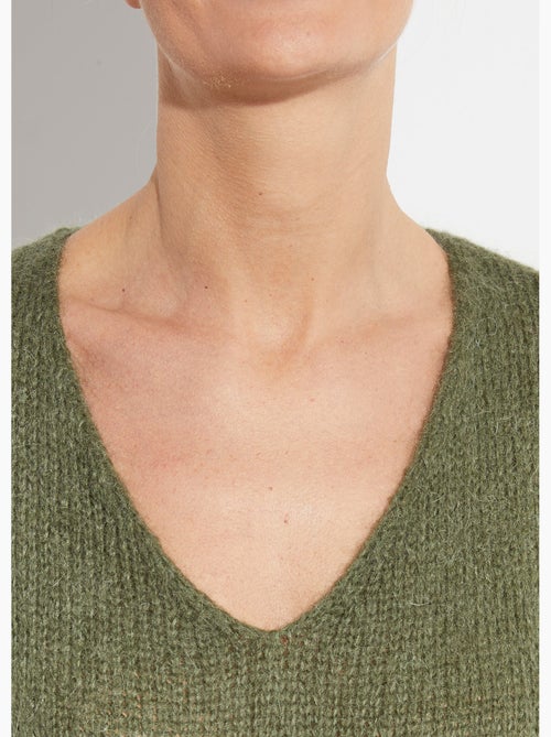 Pull chaud col V en maille avec mohair - AFIBEL - Kiabi