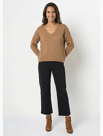 Pull chaud col V en maille avec mohair