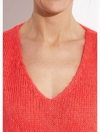 Pull chaud col V en maille avec mohair