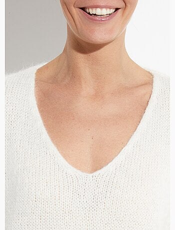 Pull chaud col V en maille avec mohair